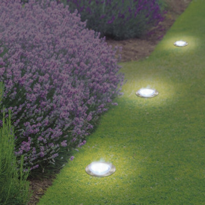 GardenKraft 10479 Pack Of 8 Stainless Steel Solar Ground Lights