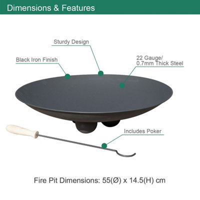 GardenKraft 10909 Round Fire Pit With Ball Base