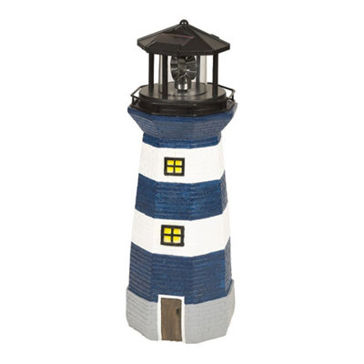 GardenKraft 11280 40cm Lighthouse With Solar Powered Rotating Light