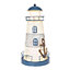 GardenKraft 11289 33cm Tall Blue & White Metal Lighthouse with Solar Powered Candle Light