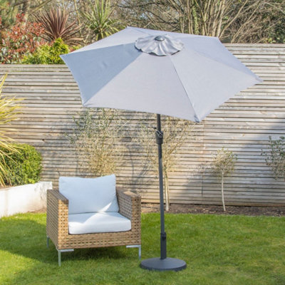 grey patio umbrella uk Lifestyle Garden 3m Crank + Tilt Parasol Deluxe 3m Square Cantilever Parasol