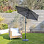 GardenKraft 14039 2m Grey Outdoor Garden Parasol