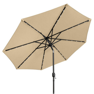 GardenKraft 14099 2.7m Beige Outdoor Garden Parasol with 32 Solar LED