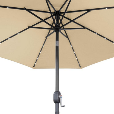 GardenKraft 14099 2.7m Beige Outdoor Garden Parasol with 32 Solar LED Lights - 3