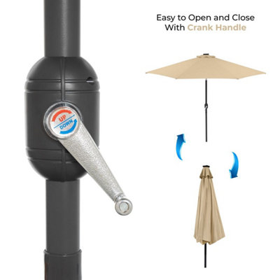GardenKraft 14099 2.7m Beige Outdoor Garden Parasol with 32 Solar LED Lights - 8