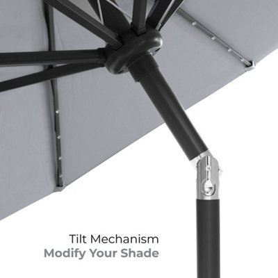 GardenKraft 14109 2.7m Grey Outdoor Garden Parasol with 32 Solar LED Lights - 5