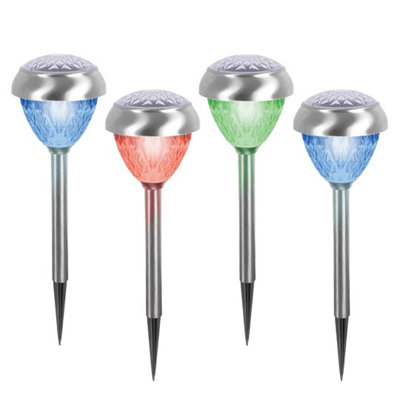 GardenKraft 14430 Pack Of 4 Colour Changing Solar Powered Garden Lights