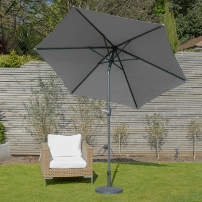 GardenKraft 14730 2.7m Grey Outdoor Garden Parasol - 4