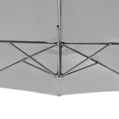 GardenKraft 14830 3m Grey Outdoor Cantilever Banana Garden Parasol