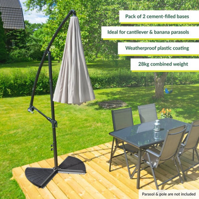 GardenKraft 16910 Pack of 2 Cement-Filled 14kg Parasol Base Weights - 5
