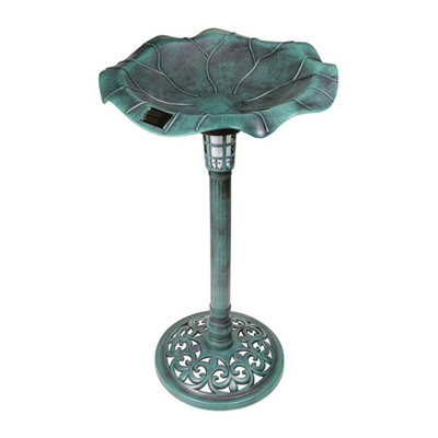 GardenKraft 17430 Bird Bath with Solar Powered Light