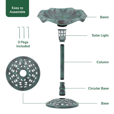 GardenKraft 17430 Bird Bath with Solar Powered Light - 5