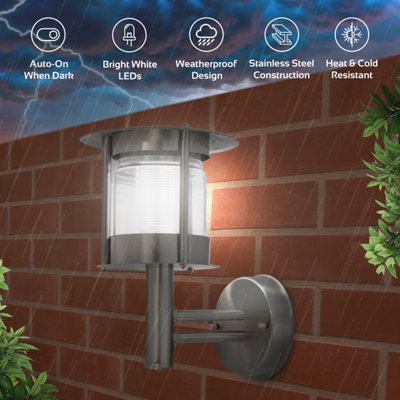 GardenKraft 18020 Solar Powered Stainless Steel Wall Light - 3