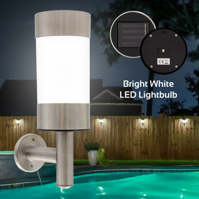 GardenKraft 19490 Stainless Steel Solar Wall Light - 8