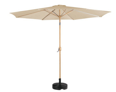 GardenKraft 2.7m Outdoor Wooden Effect Parasol - Beige
