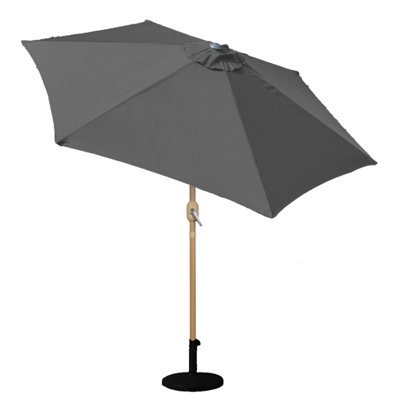 GardenKraft 2.7m Outdoor Wooden Effect Parasol - Charcoal
