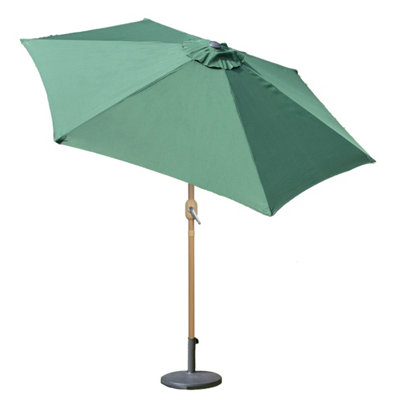 GardenKraft 2.7m Outdoor Wooden Effect Parasol - Dark Green