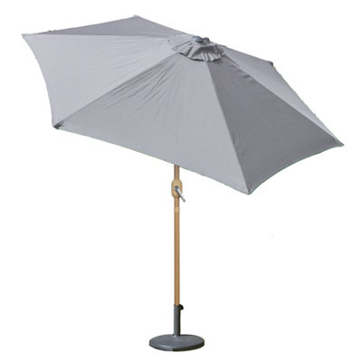 GardenKraft 2.7m Outdoor Wooden Effect Parasol - Light Grey