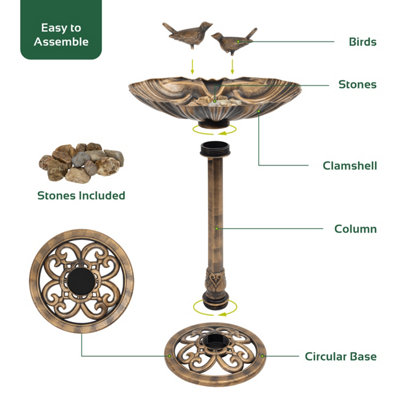 GardenKraft 23940 Clam Shell Design Bird Bath - 3