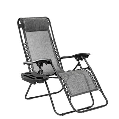 GardenKraft 24059 Deluxe Garden Lounger with Headrest & Cup Holder ...