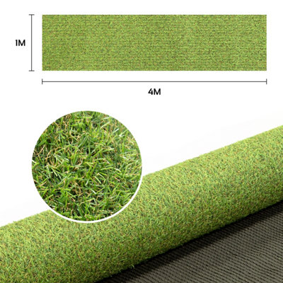 GardenKraft 26070 4m x 1m Light Green Artificial Grass - 15mm Pile High