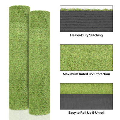 GardenKraft 26070 4m x 1m Light Green Artificial Grass - 15mm Pile High