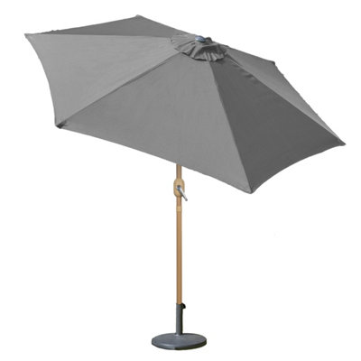 GardenKraft 2m Outdoor Wooden Effect Parasol - Dark Grey