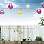 GardenKraft 75000 50 Multicoloured LED Retro Globe Style Garden String Lights