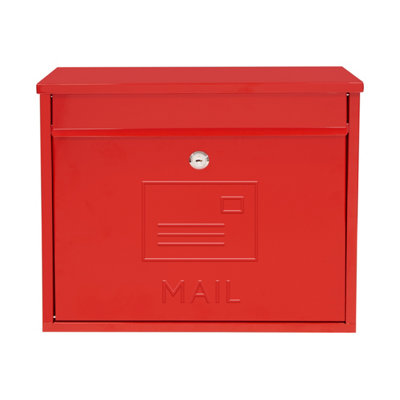 GardenKraft Contemporary Red Wall-Mounted Letterbox