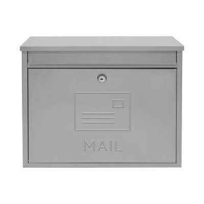 GardenKraft Contemporary Silver Wall-Mounted Letterbox