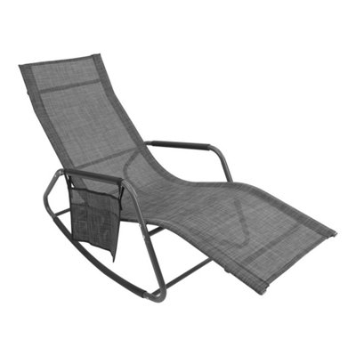 GardenKraft Outdoor Rocking Sun Loungers Grey Colour with Side