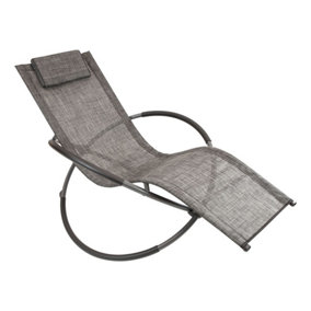 GardenKraft Rocking Moon Sun Lounger - Grey Colour