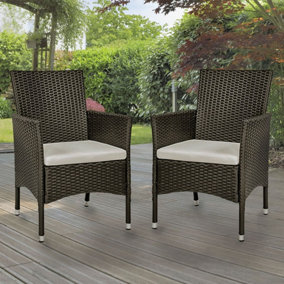 GardenKraft Set of 2 Brown Rattan Garden Chairs