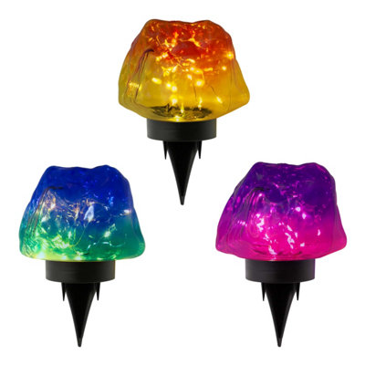 GardenKraft Set of 3 Stone Solar Lights