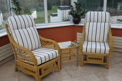 GardenMarketPlace Portofino Cane Conservatory Furniture Duo Set- 2