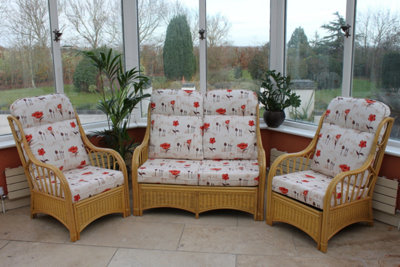 GardenMarketPlace Sorrento Cane Conservatory Furniture 3 Piece Suite ...