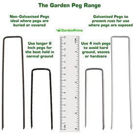 GardenPrime Galvanised Weed Control Fabric Pegs (L)100mm (W)25mm - Pack of 50