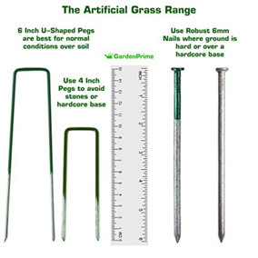 GardenPrime Half Green Artificial Grass Pegs (L)150mm (W)25mm - 200 Pack
