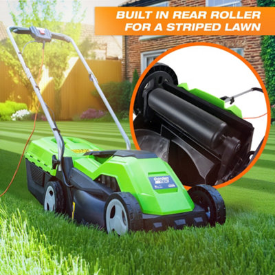 Gardentek 38CM Corded Electric 1600W 230V Roller Mulching Lawn Mower GT38E