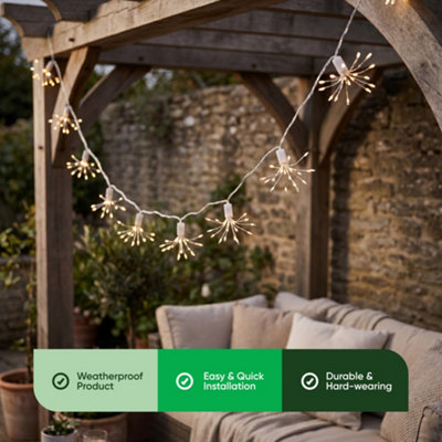 Gardenwize 10-Piece Solar String Lights 2m Solar Starburst LED Lights