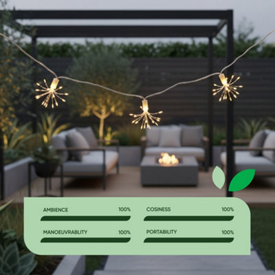 Gardenwize 10-Piece Solar String Lights 2m Solar Starburst LED Lights