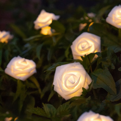Gardenwize 2 Metre Solar Powered Rose Flower String Lights Tree Decking ...