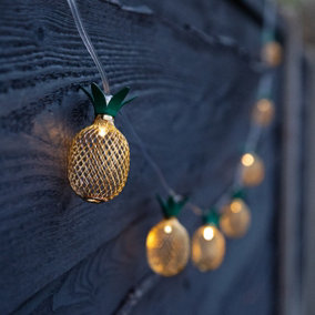 Gardenwize 2m 10 Piece Solar Powered Pineapple Lantern LED String Lights Fence Decking Patio Wall Tree Lights
