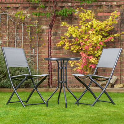 Folding table and online chairs grey