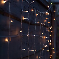 Gardenwize Garden Outdoor 192 LED Solar Powered Warm White LED Curtain Fence Lights