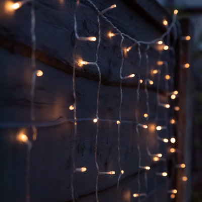 Gardenwize Garden Outdoor 192 LED Solar Powered Warm White LED Curtain Fence Lights