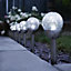 Gardenwize Garden Outdoor 8cm Crackle Glass Ball Stake Solar LED Light - 6 Pack
