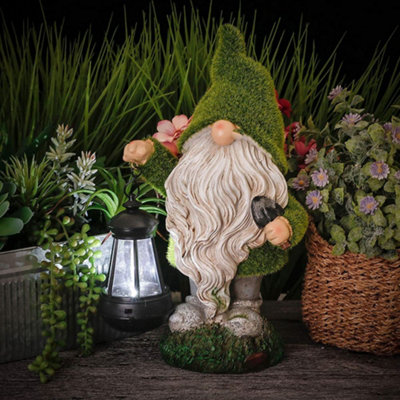 Gardenwize Garden Outdoor Gonk Gnome Ornament With Solar Powered LED Lantern