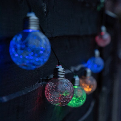 Gardenwize Garden Outdoor Solar  Coloured Crackle Ball String Fairy Lights