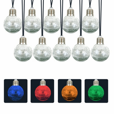 Gardenwize Garden Outdoor Solar  Coloured Crackle Ball String Fairy Lights